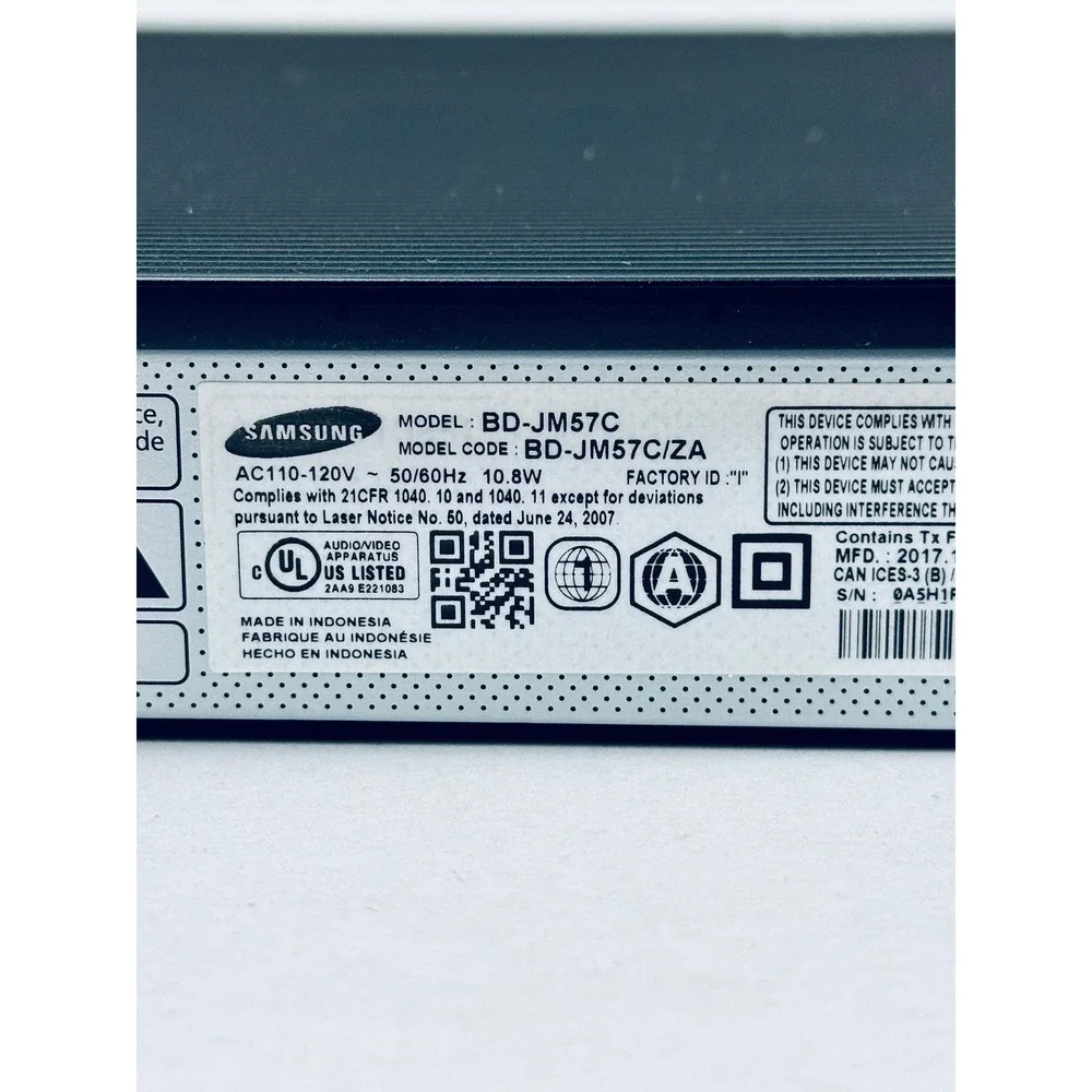 Samsung BD-JM57C Blu-ray DVD Player 1080p Smart Wireless LAN Tested No Remote